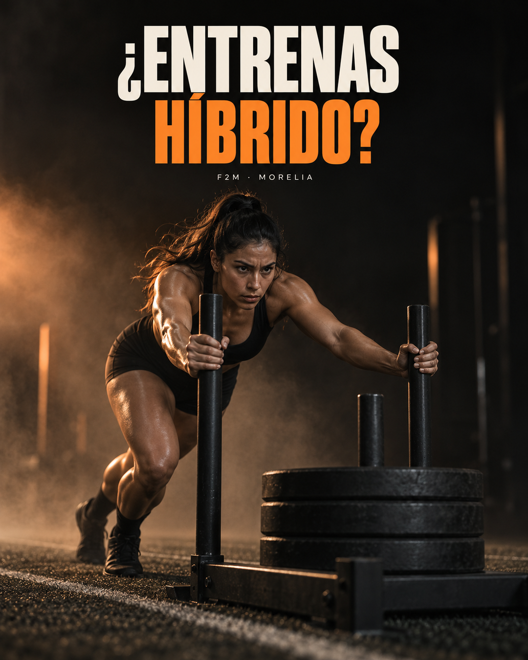 Atleta entrenando con un trineo de fuerza